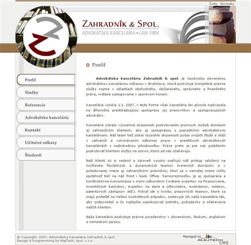 Záhradník & Co Law Firm - website