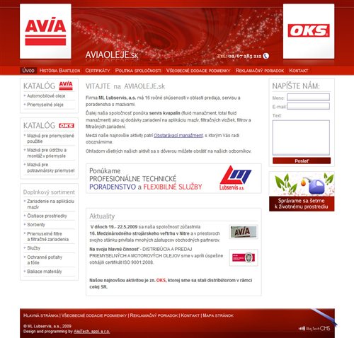 Aviaoleje.sk - website