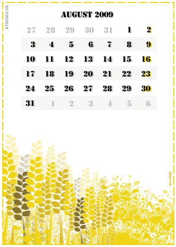 August callendar sheet