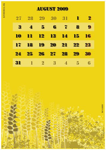 August callendar sheet