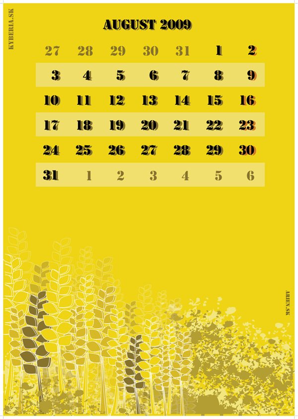 Kyberia callendar August 2009